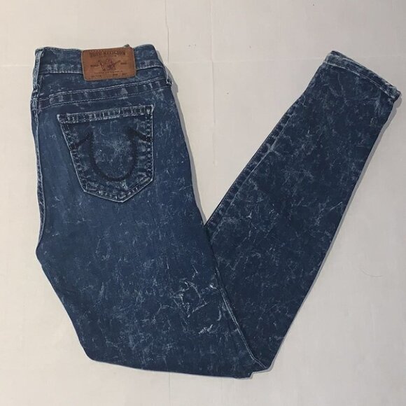 TRUE Religion vintage blue mid rise skinny jeans size 26 - Picture 12 of 14